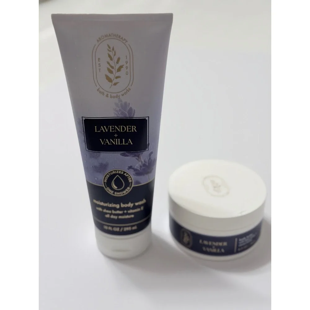Bath & Body Works Aromatherapy Lavender Vanilla Body Wash and Body Butter Set